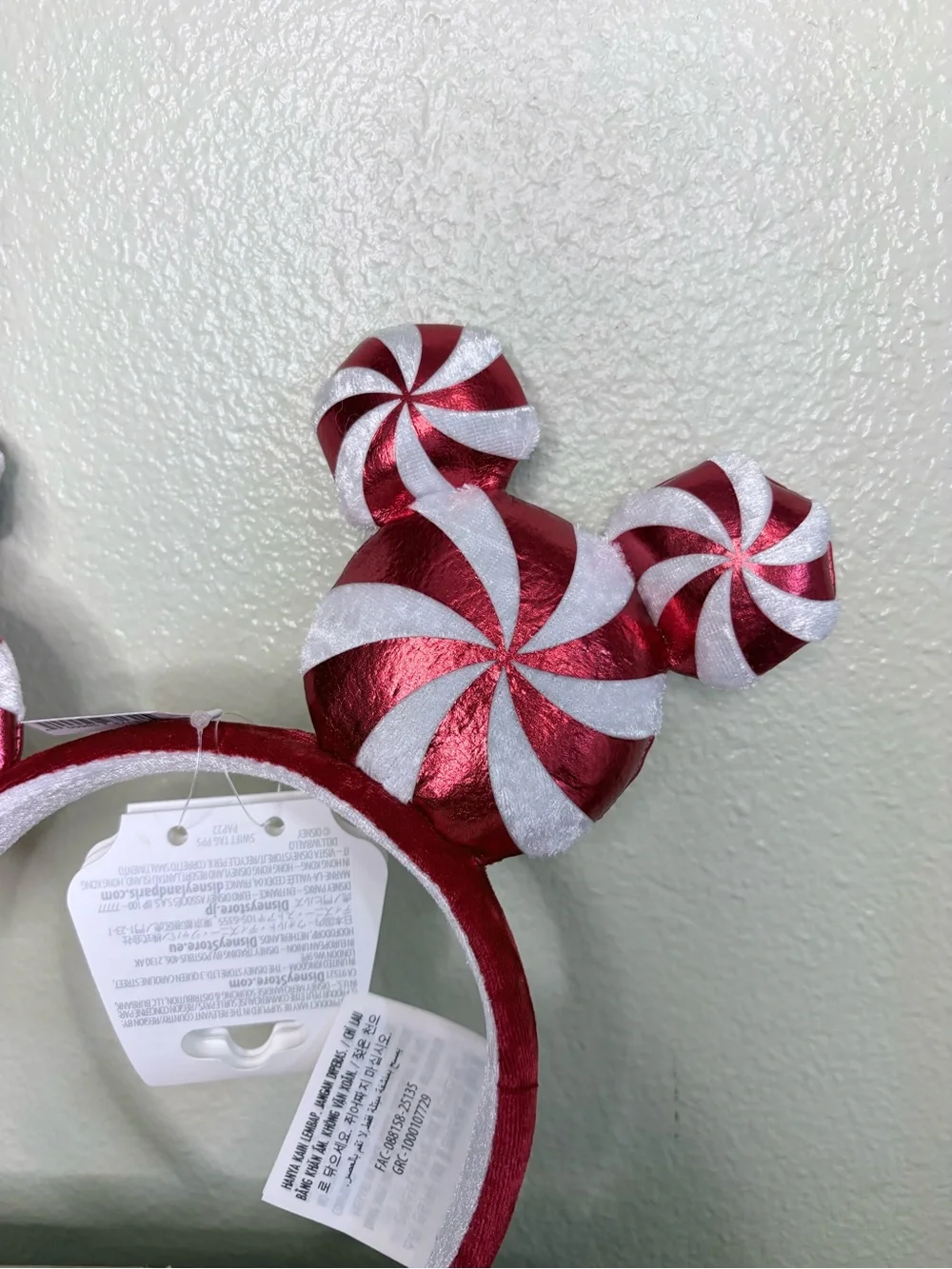NWT Disney Parks Holiday Peppermint Swirl Mickey Ear Headband Size OS